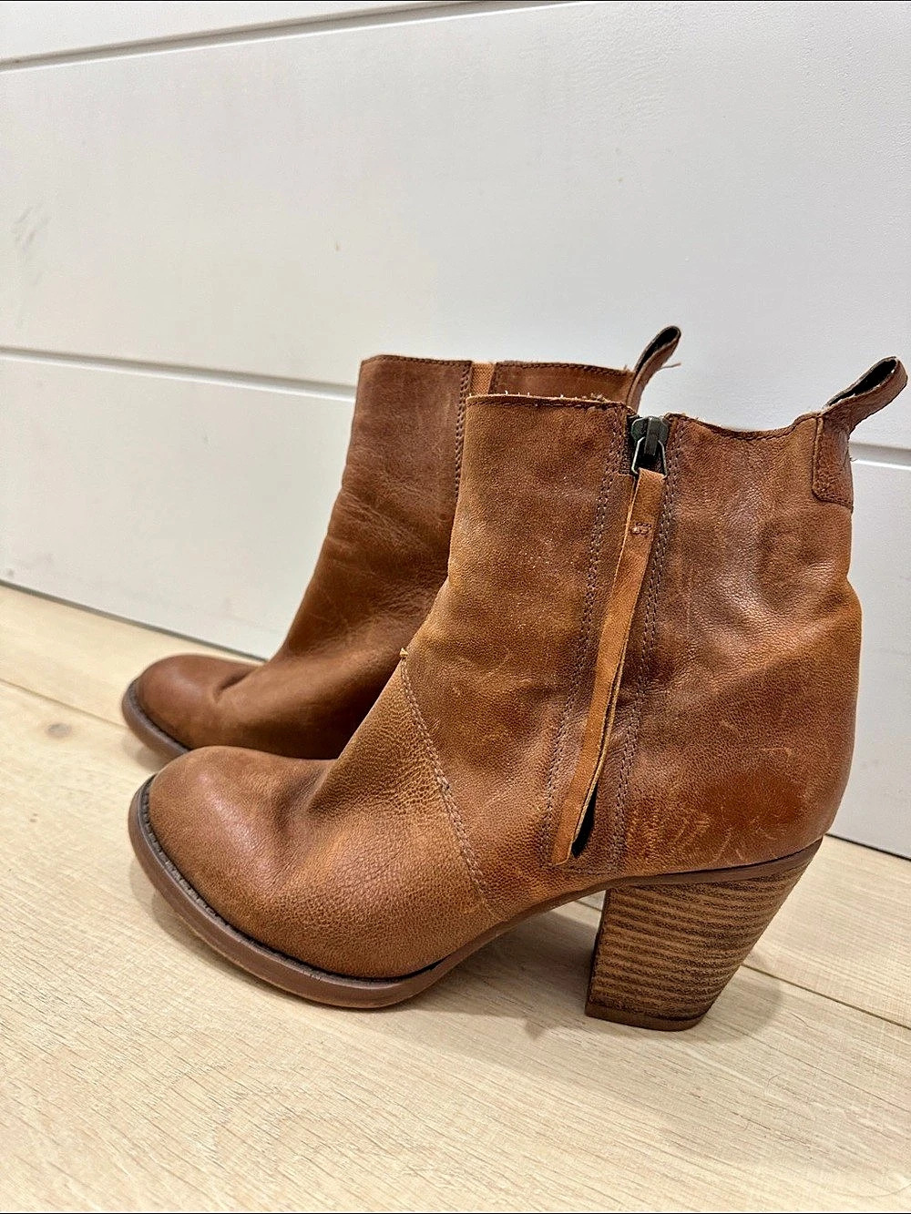 Brown Leather Heeled Ankle Boots